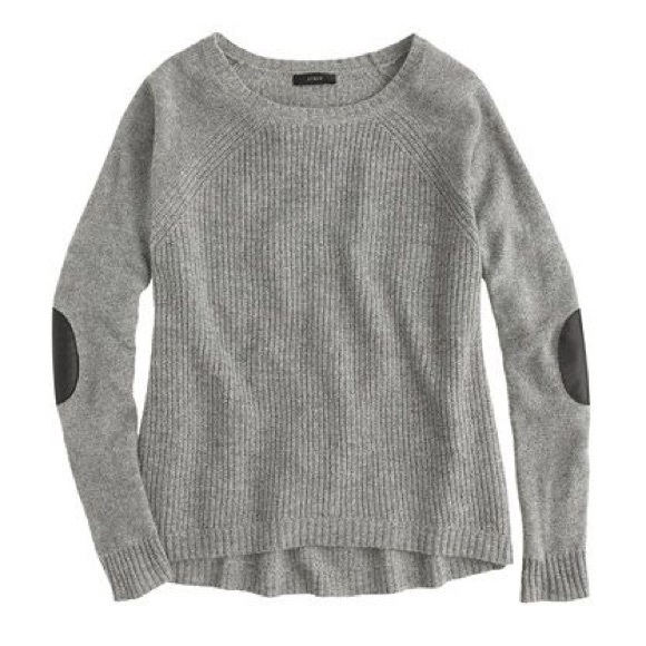 J. Crew Sweaters - J. Crew Gray Wool Leather Elbow Patch Sweater